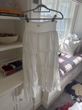 WeWoreWhat White Tiered Smocked-Waist Midi Skirt